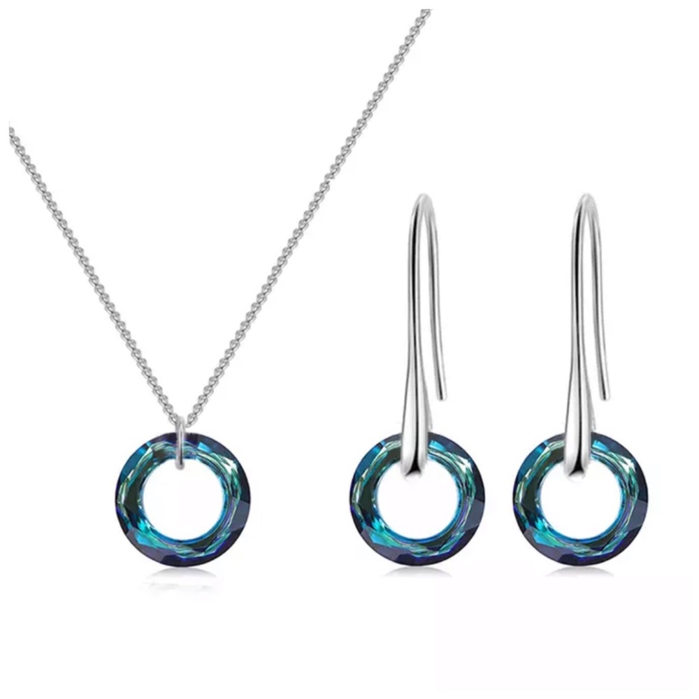 Swarovski Crystals Facted Round Necklace Set - Picture 4 of 5
